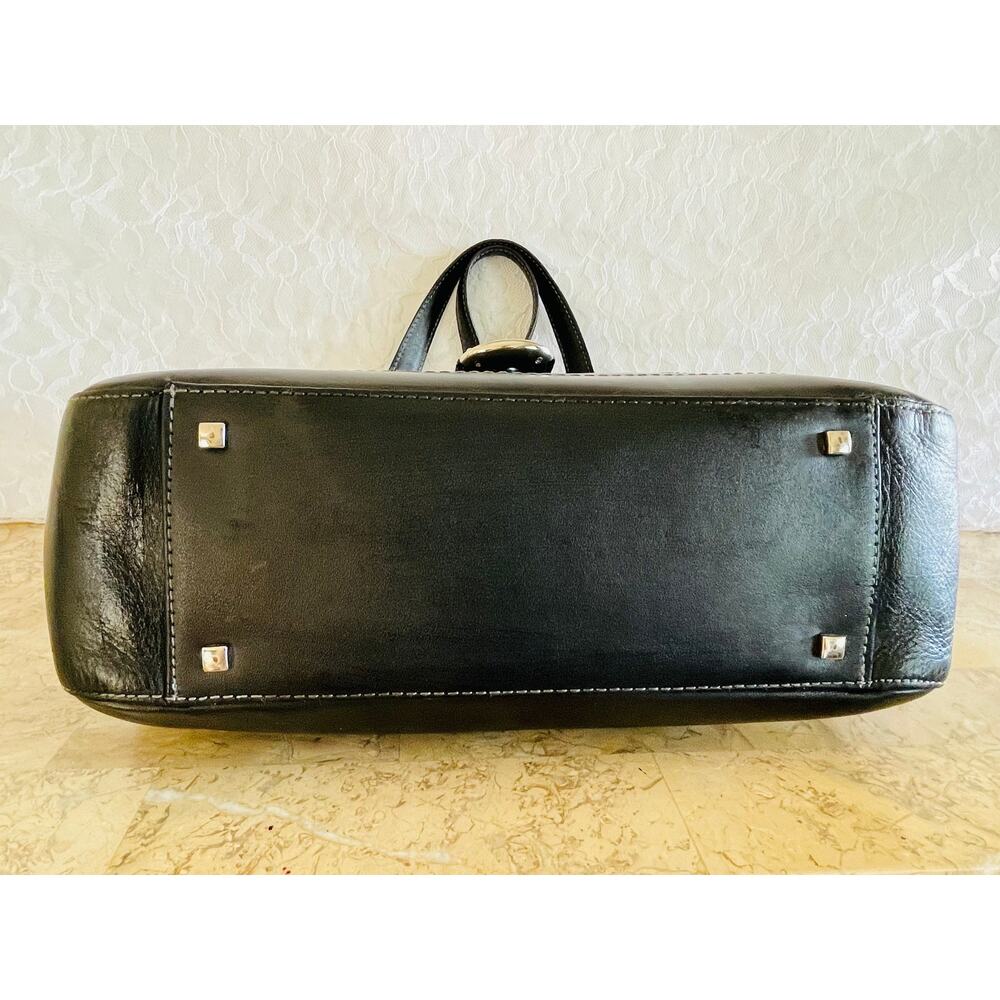 ETIENNE AIGNER black classic smooth shinny leather shoulder bag tote - Picture 6 of 9